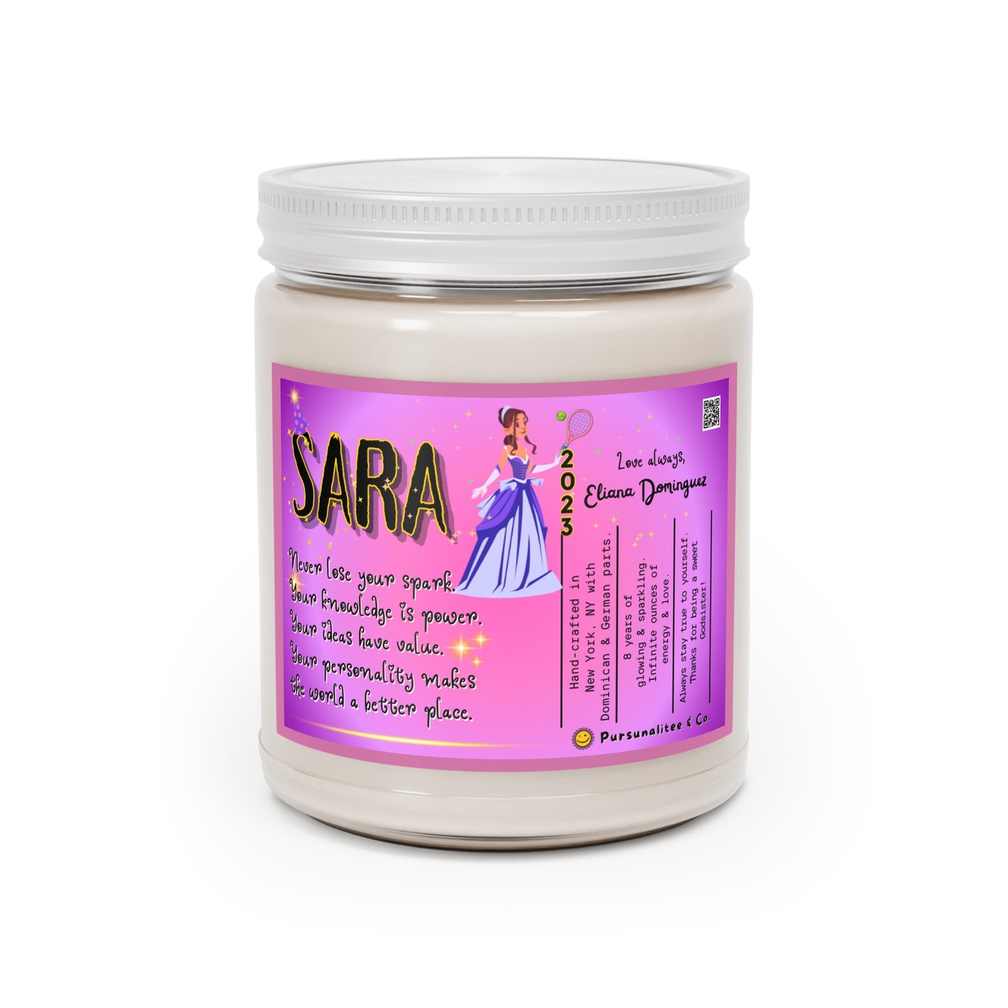 Custom Sara Birthday Candle Scented, 9oz