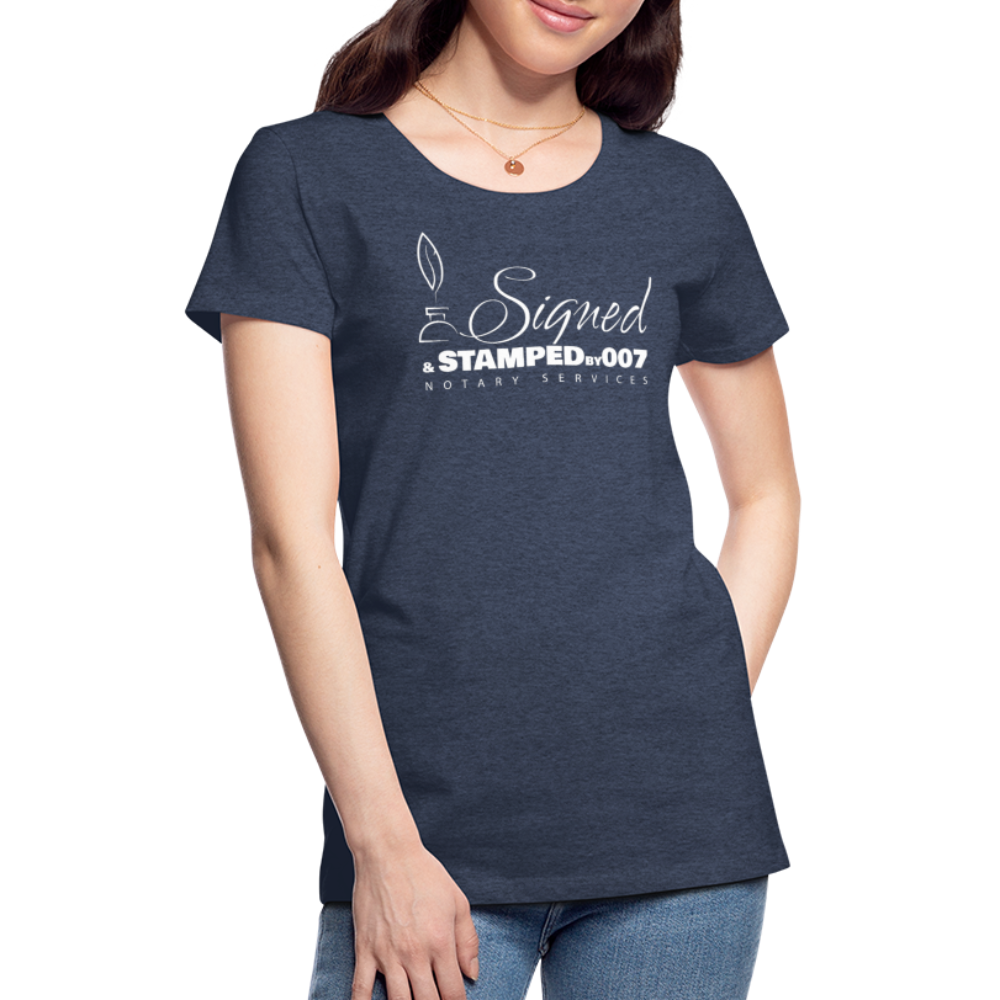 White SS Women’s Premium T-Shirt - heather blue