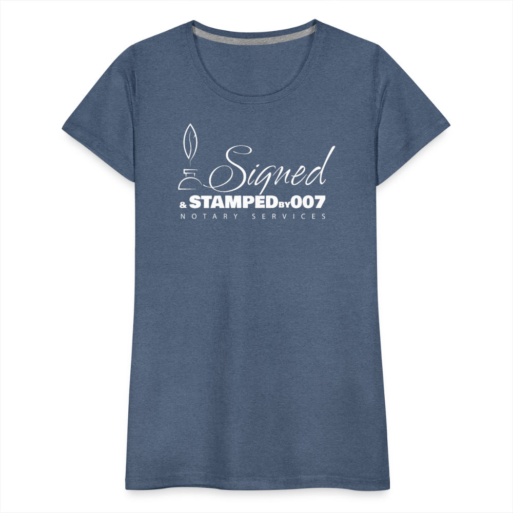 White SS Women’s Premium T-Shirt - heather blue