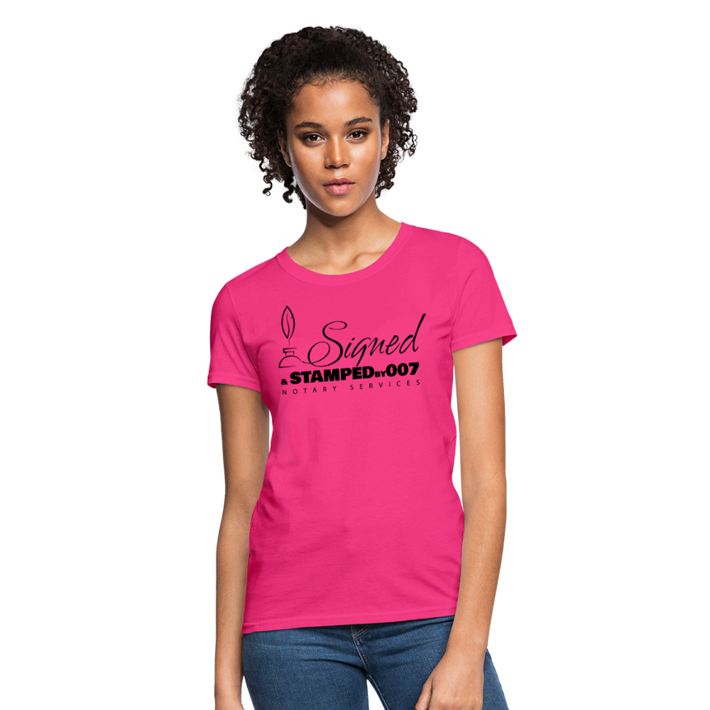 Black SS Women's T-Shirt - fuchsia