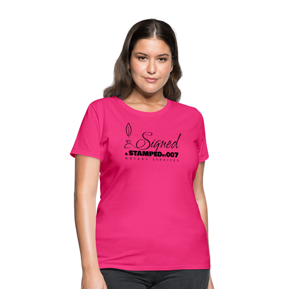 Black SS Women's T-Shirt - fuchsia