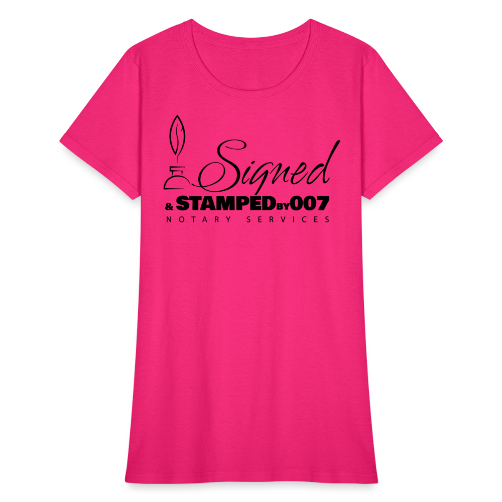 Black SS Women's T-Shirt - fuchsia