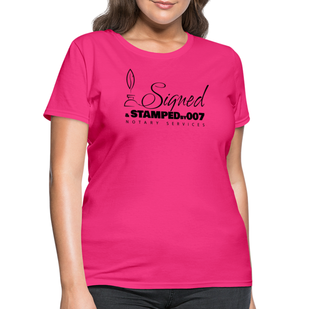 Black SS Women's T-Shirt - fuchsia