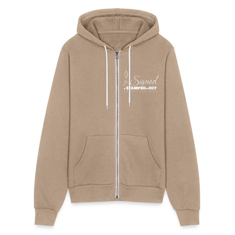 Wht 2-Sided Bella + Canvas Unisex Full Zip Hoodie - tan