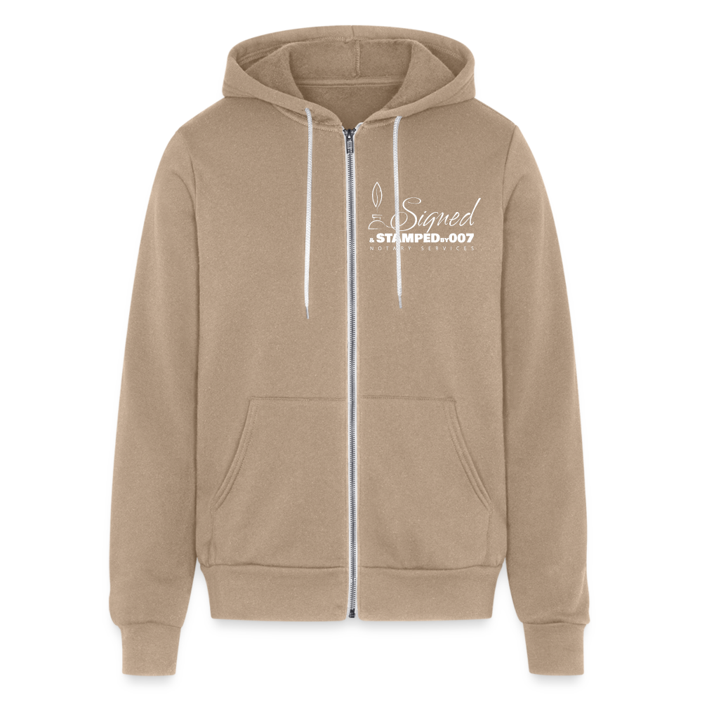 Wht 2-Sided Bella + Canvas Unisex Full Zip Hoodie - tan