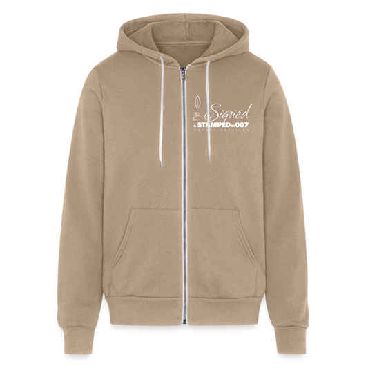 Wht 2-Sided Bella + Canvas Unisex Full Zip Hoodie - tan