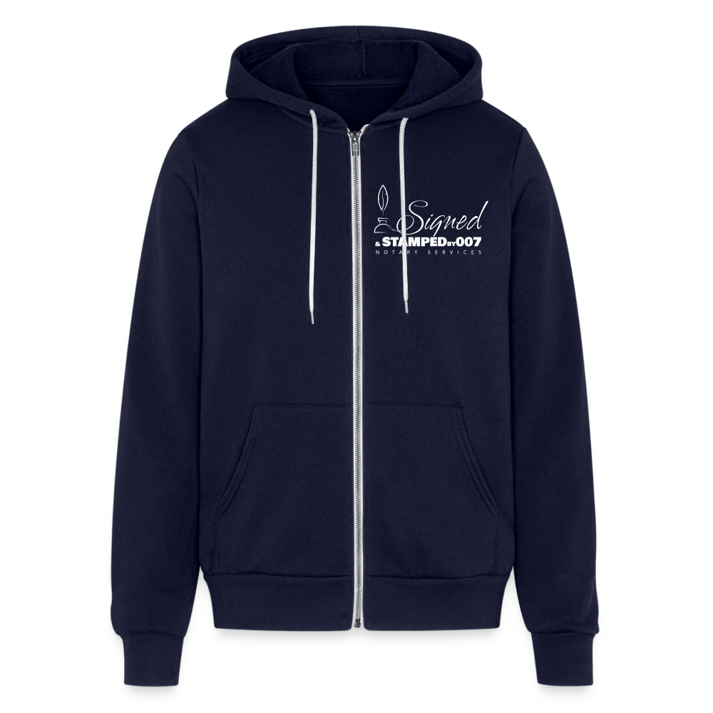 Wht 2-Sided Bella + Canvas Unisex Full Zip Hoodie - navy