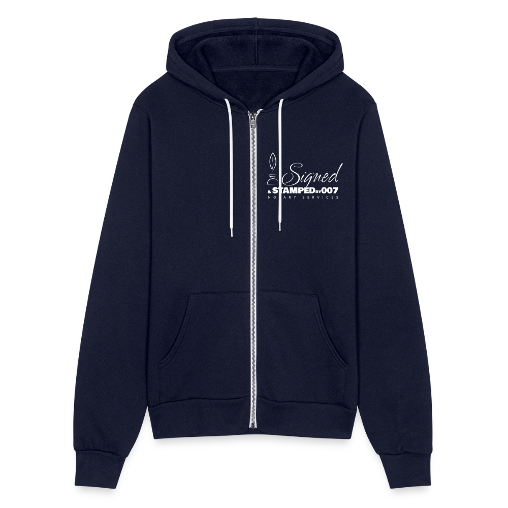 Wht 2-Sided Bella + Canvas Unisex Full Zip Hoodie - navy