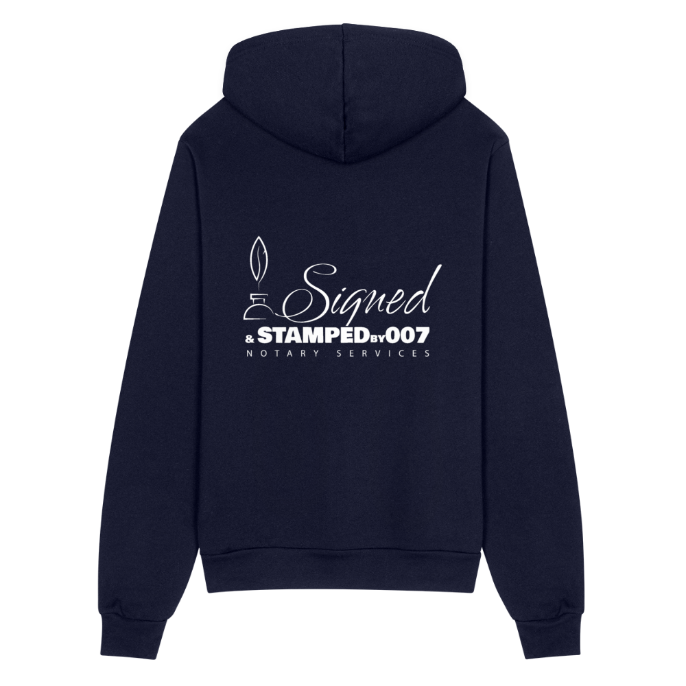 Wht 2-Sided Bella + Canvas Unisex Full Zip Hoodie - navy