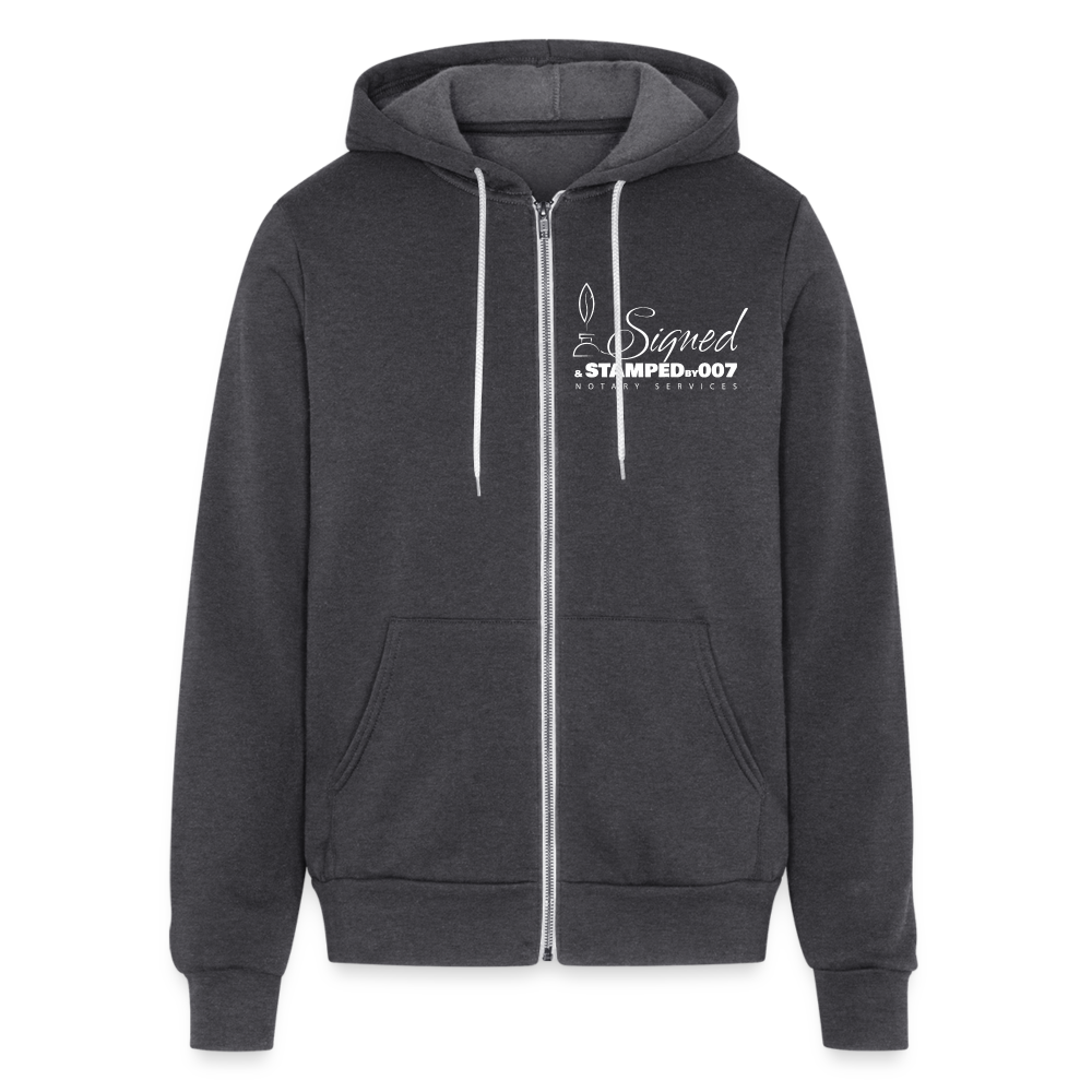 Wht 2-Sided Bella + Canvas Unisex Full Zip Hoodie - charcoal grey