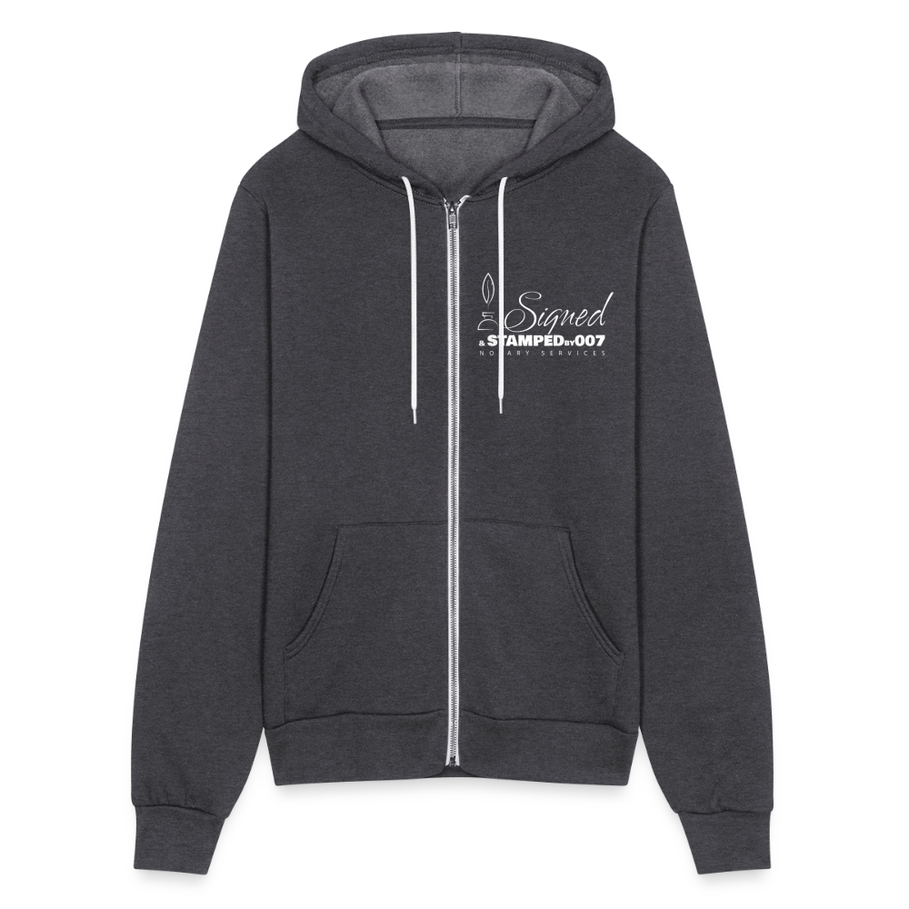 Wht 2-Sided Bella + Canvas Unisex Full Zip Hoodie - charcoal grey