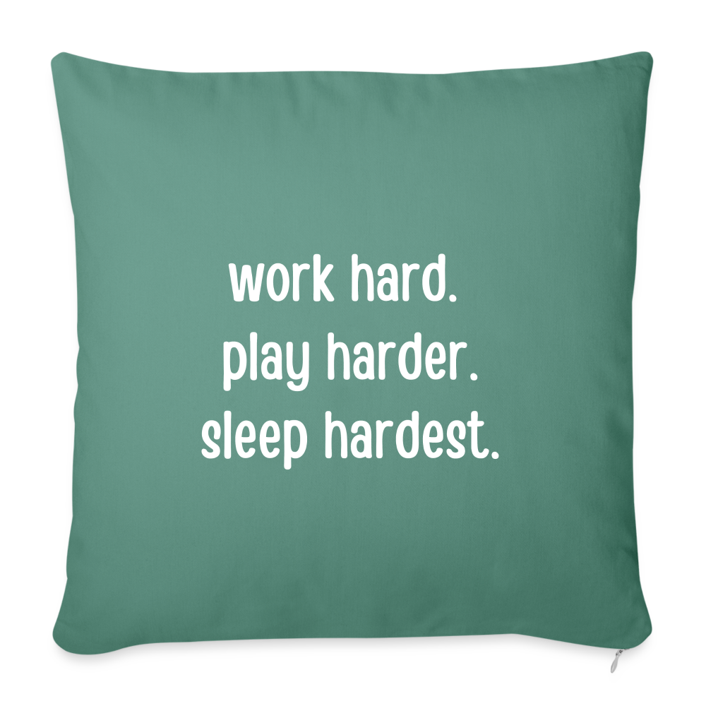 Work Play Sleep 2: Throw Pillow Cover 18” x 18” - cypress green