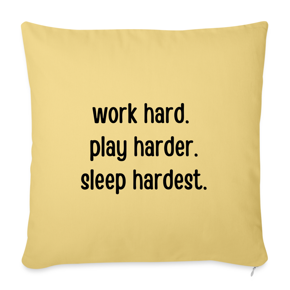 Work Play Sleep: Throw Pillow Cover 18” x 18” - washed yellow