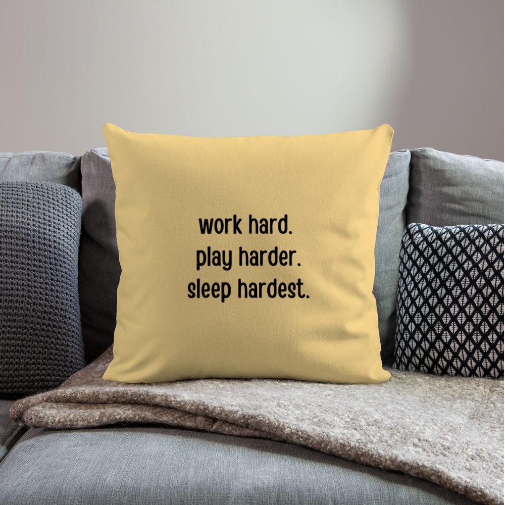 Work Play Sleep: Throw Pillow Cover 18” x 18” - washed yellow