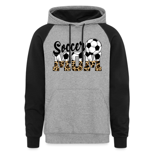 Soccer Mom Animal Print - Colorblock Hoodie - heather gray/black