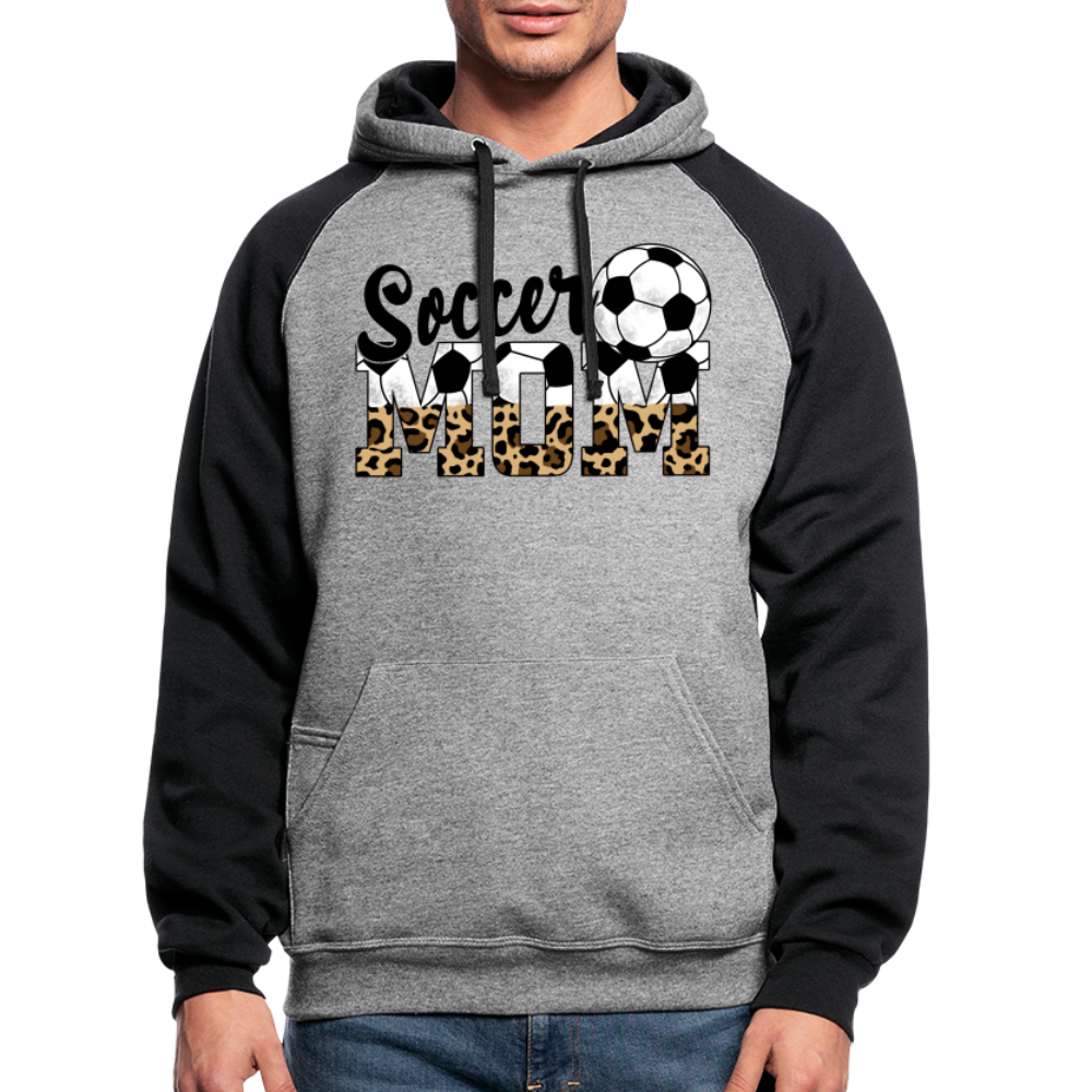 Soccer Mom Animal Print - Colorblock Hoodie - heather gray/black