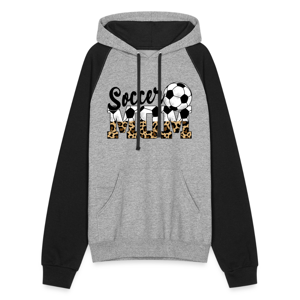 Soccer Mom Animal Print - Colorblock Hoodie - heather gray/black