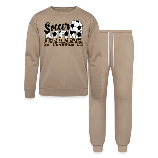 Soccer Mom Animal Print - Bella + Canvas Unisex Lounge Wear Set - tan