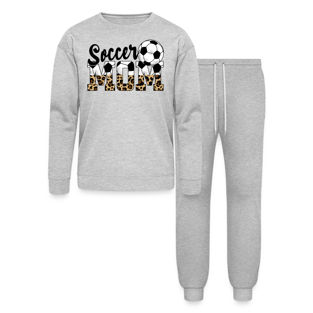 Soccer Mom Animal Print - Bella + Canvas Unisex Lounge Wear Set - heather gray