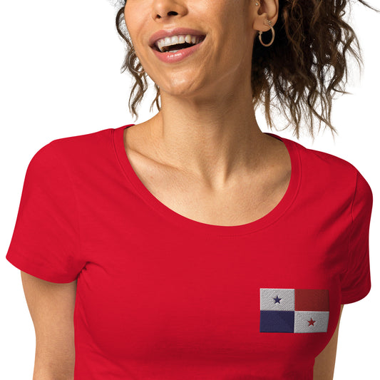 Straight Panama Flag - Front Embroidered w/ Printed Flag Banner on Back - Women’s basic organic Women’s basic organic t-shirt