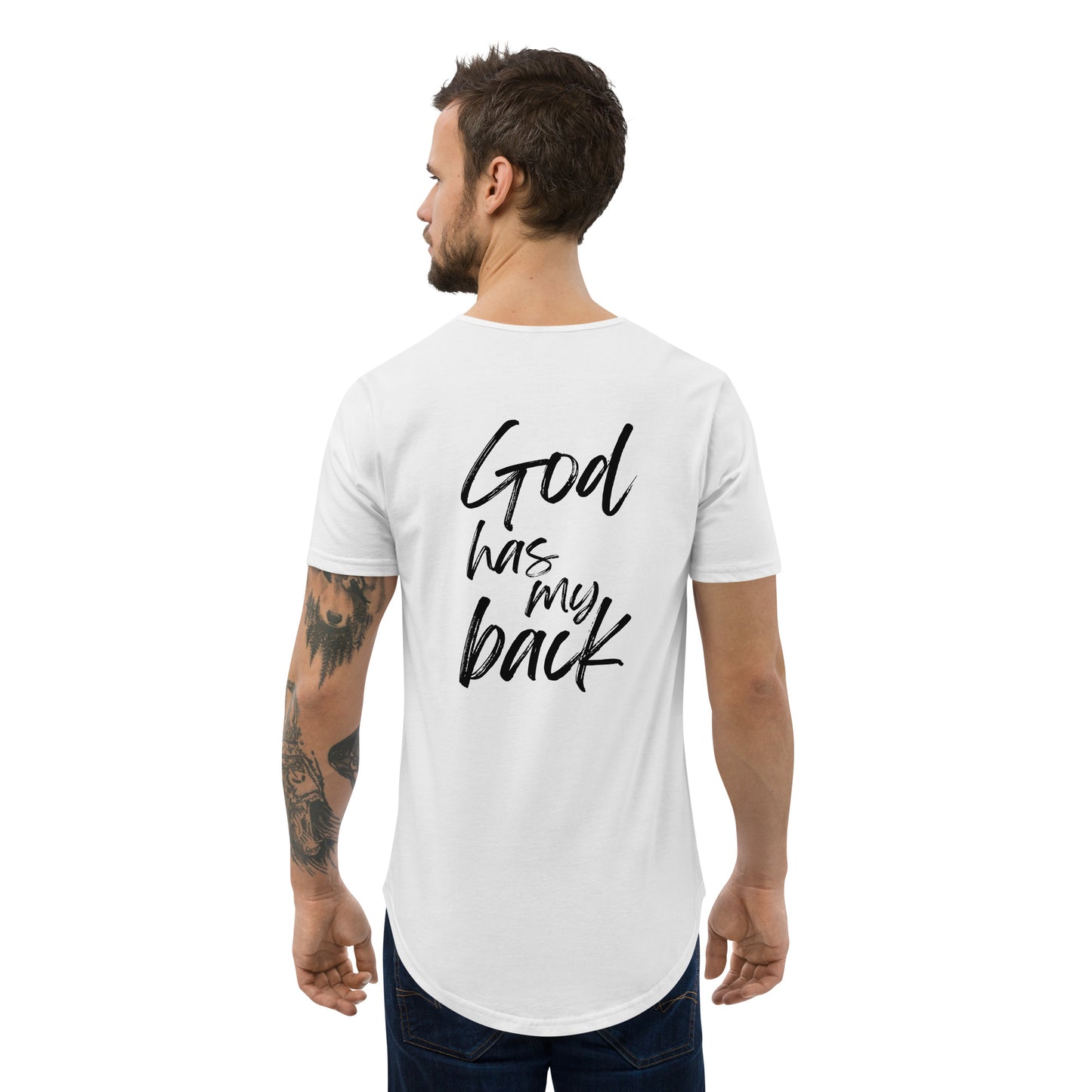 God Has My Back - Men's Curved Hem T-Shirt