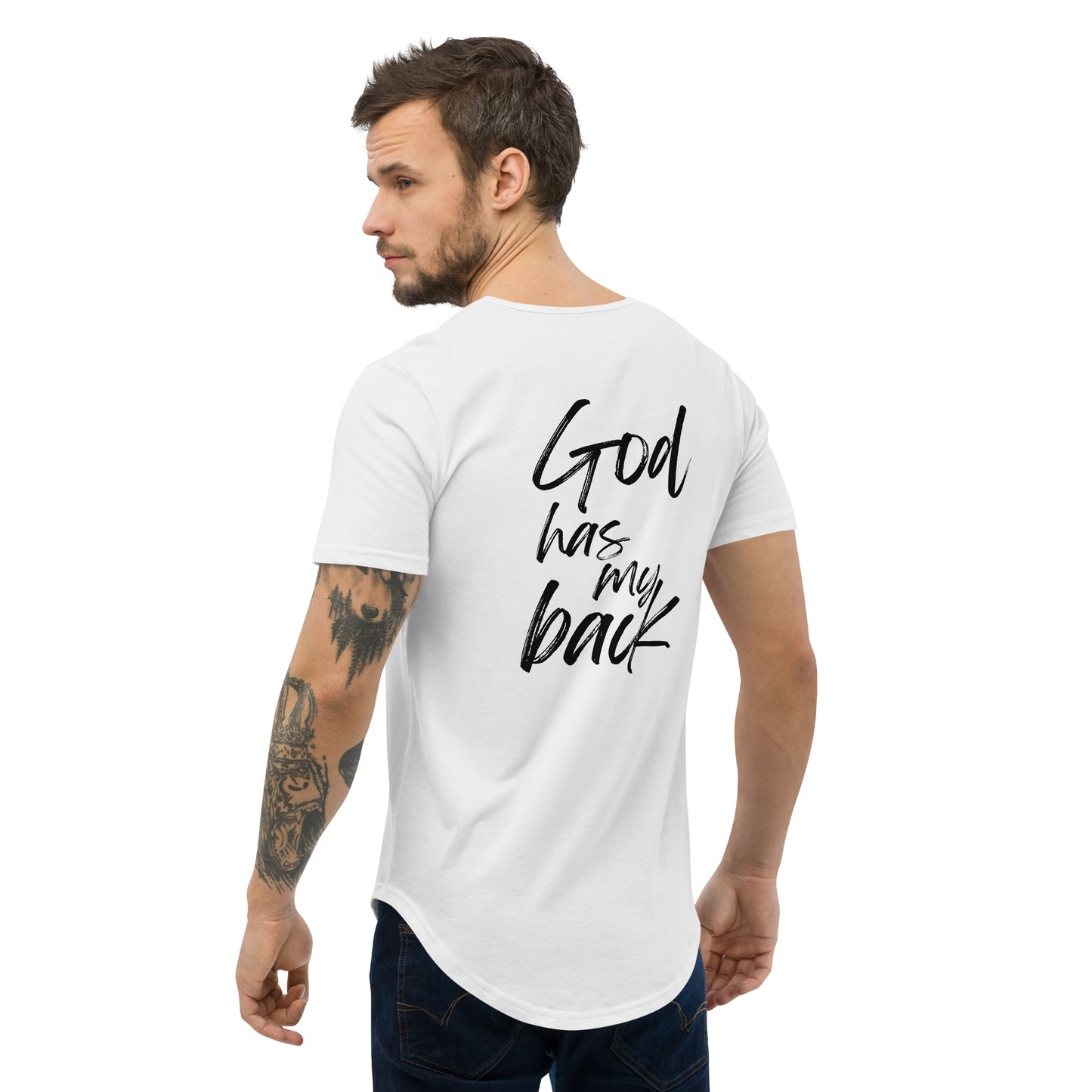 God Has My Back - Men's Curved Hem T-Shirt