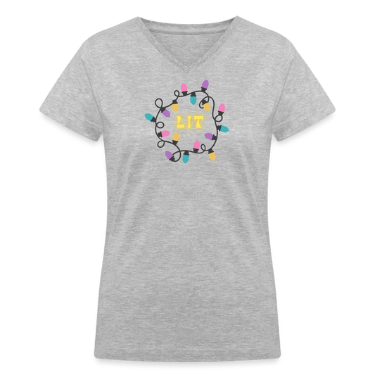 LIT - Christmas Women's V-Neck T-Shirt - gray