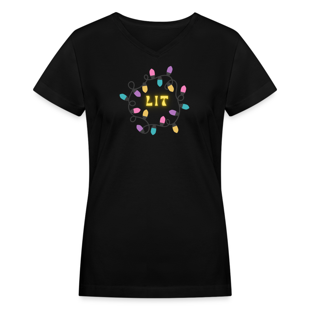 LIT - Christmas Women's V-Neck T-Shirt - black