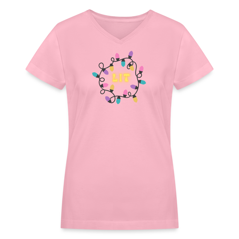 LIT - Christmas Women's V-Neck T-Shirt - pink