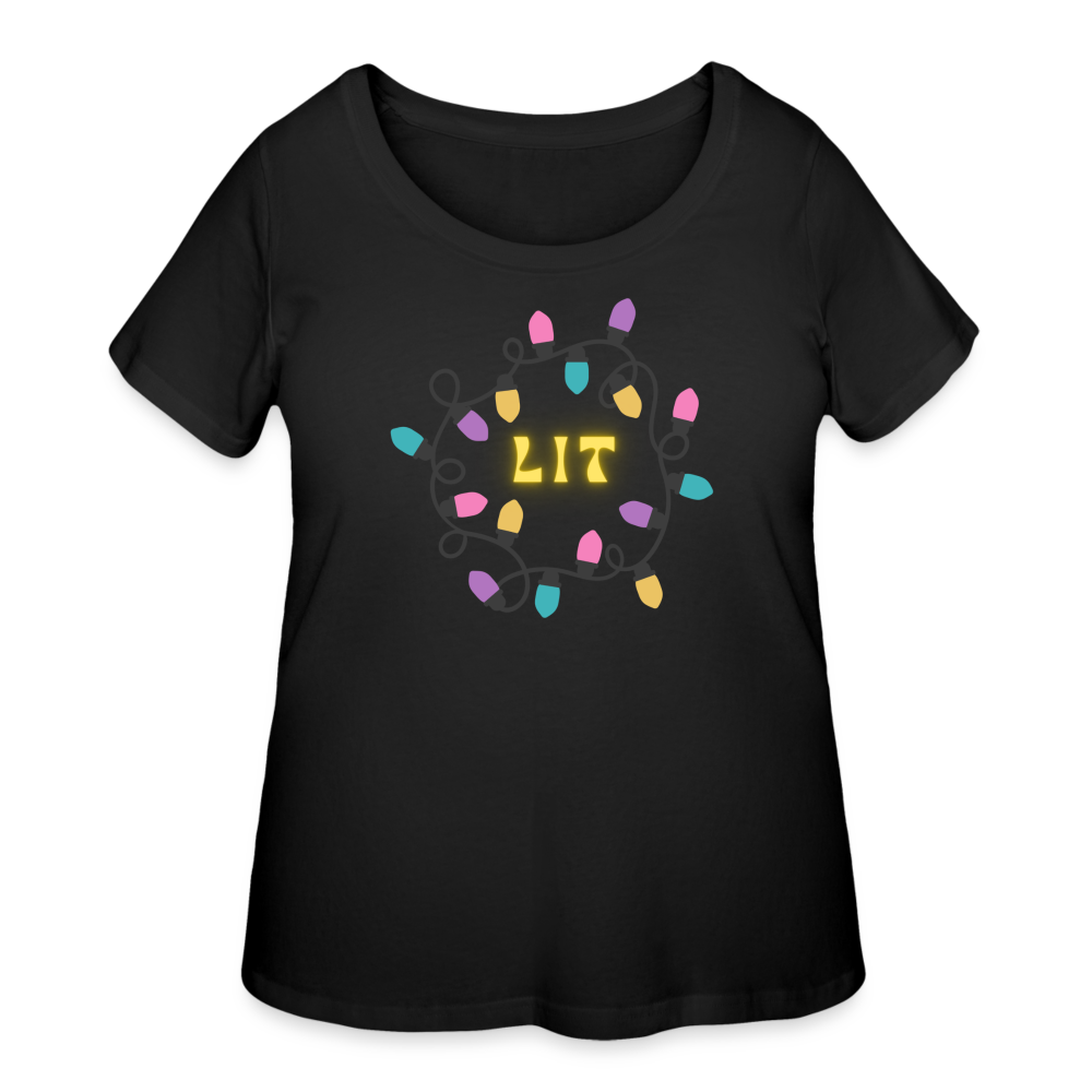 LIT Christmas Lights - Women’s Curvy T-Shirt - black