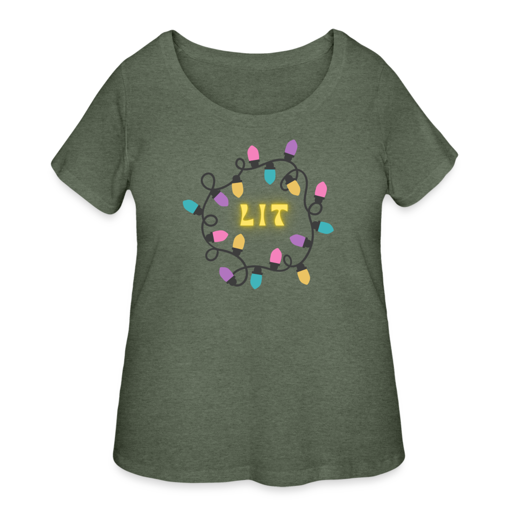 LIT Christmas Lights - Women’s Curvy T-Shirt - heather military green