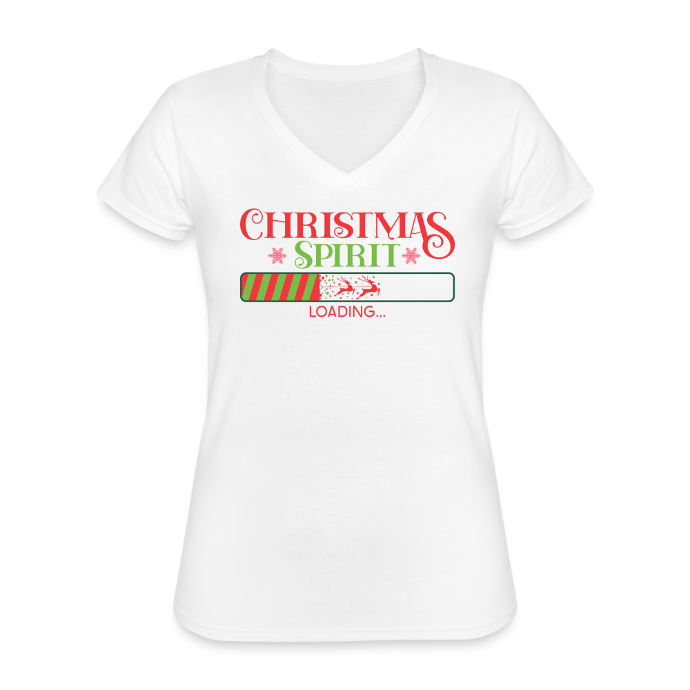 Christmas Spirit Loading Women's V-Neck T-Shirt - white