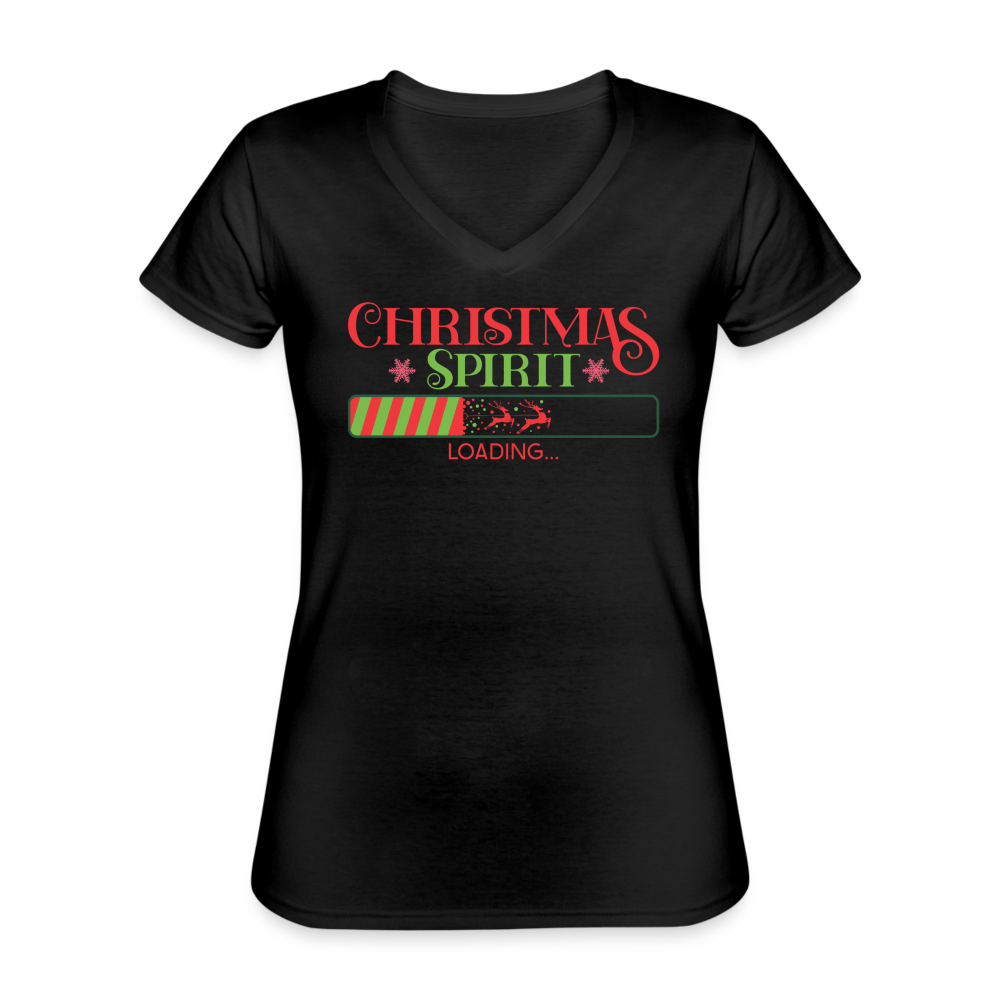 Christmas Spirit Loading Women's V-Neck T-Shirt - black