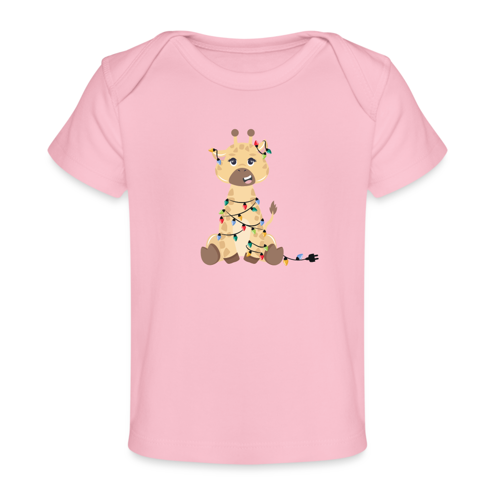 Baby Christmas Giraffe - Organic Baby T-Shirt | Spreadshirt 1433 - light pink