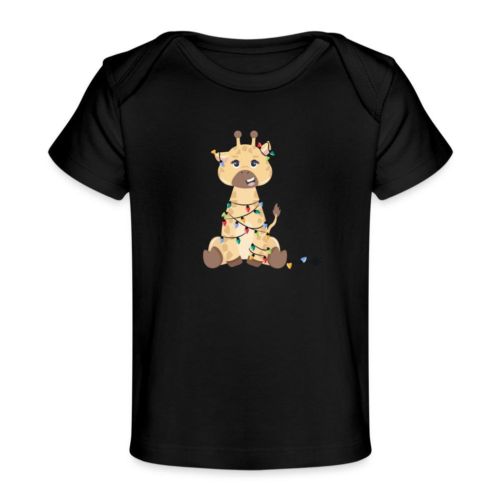 Baby Christmas Giraffe - Organic Baby T-Shirt | Spreadshirt 1433 - black