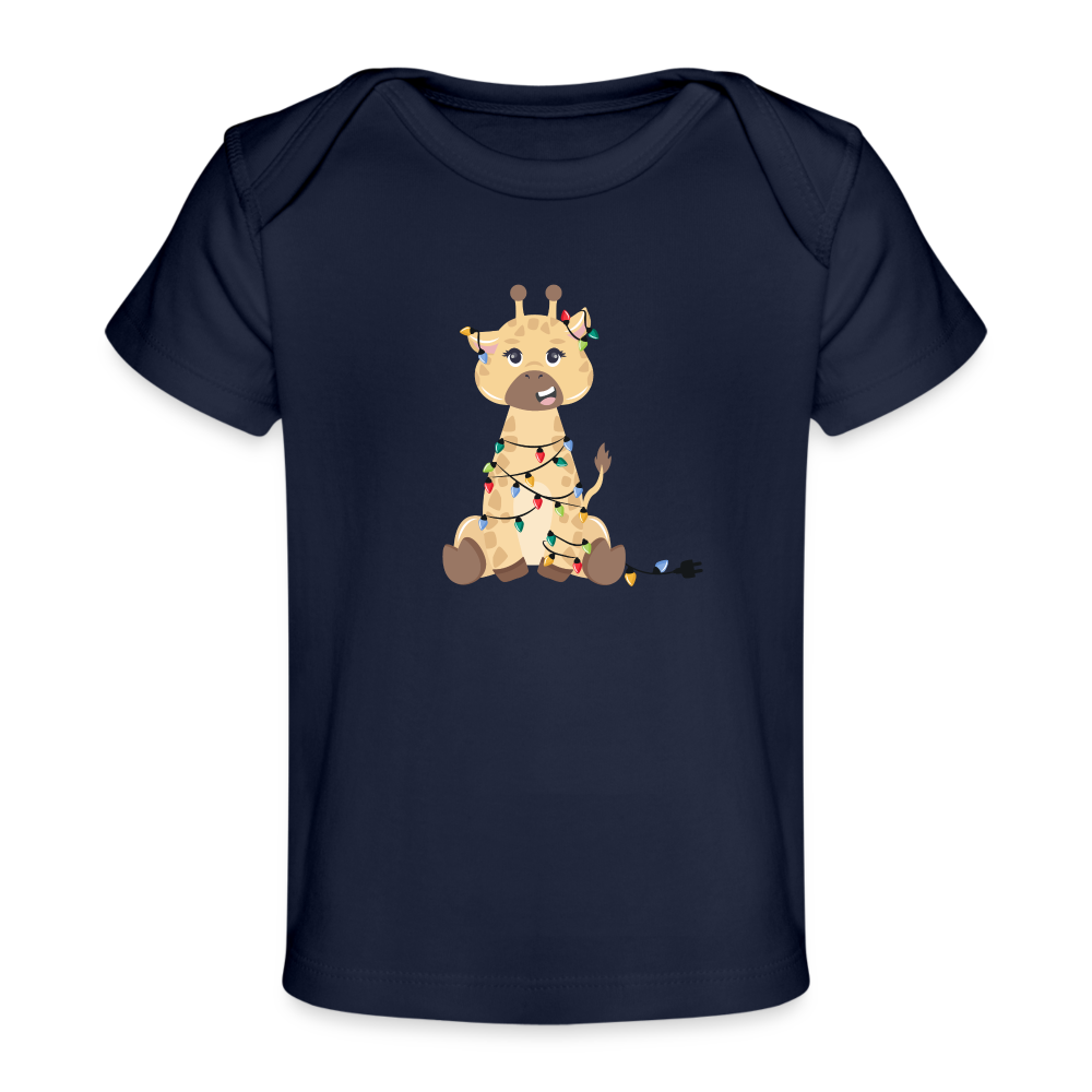 Baby Christmas Giraffe - Organic Baby T-Shirt | Spreadshirt 1433 - dark navy