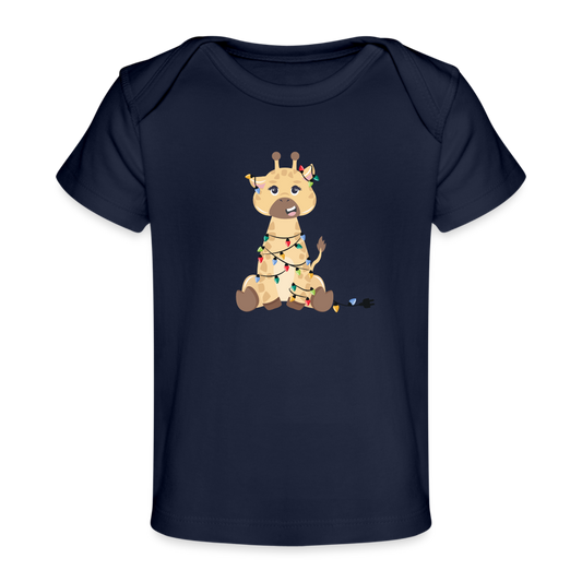 Baby Christmas Giraffe - Organic Baby T-Shirt | Spreadshirt 1433 - dark navy