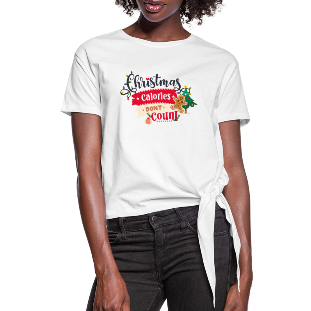 Christmas Calories - Women's Knotted T-Shirt - white