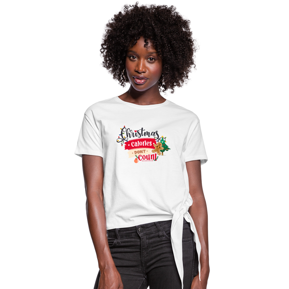 Christmas Calories - Women's Knotted T-Shirt - white