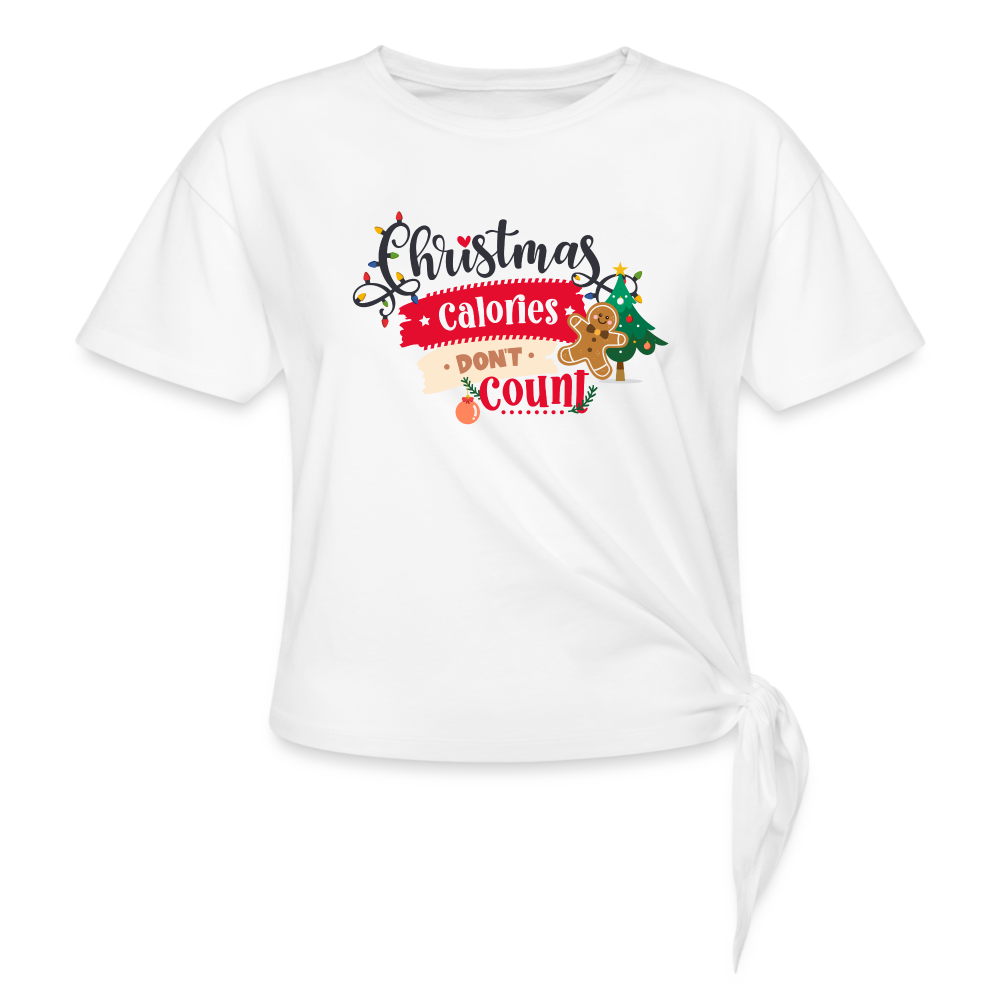 Christmas Calories - Women's Knotted T-Shirt - white