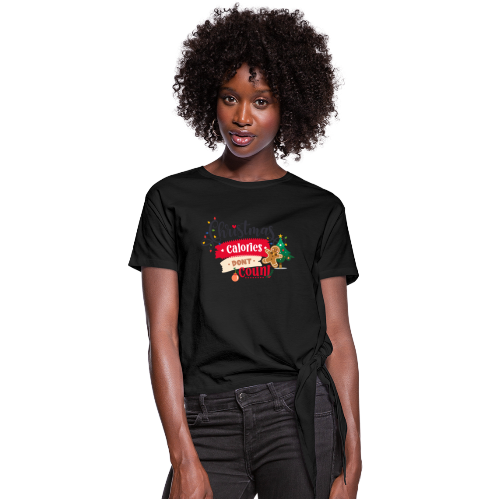 Christmas Calories - Women's Knotted T-Shirt - black