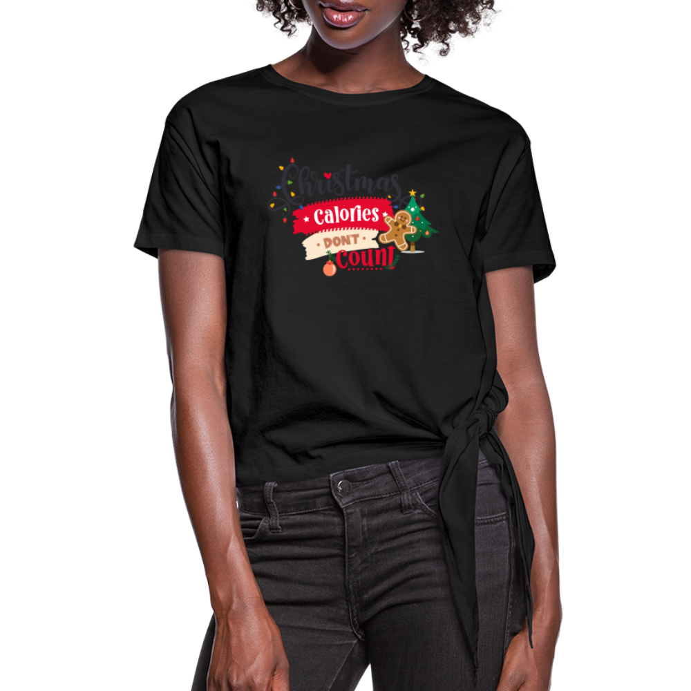 Christmas Calories - Women's Knotted T-Shirt - black