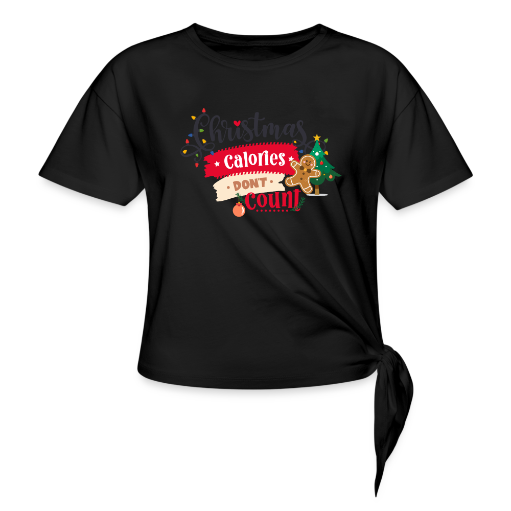 Christmas Calories - Women's Knotted T-Shirt - black