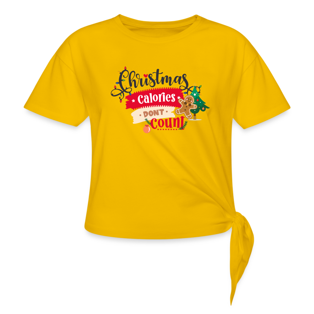 Christmas Calories - Women's Knotted T-Shirt - sun yellow