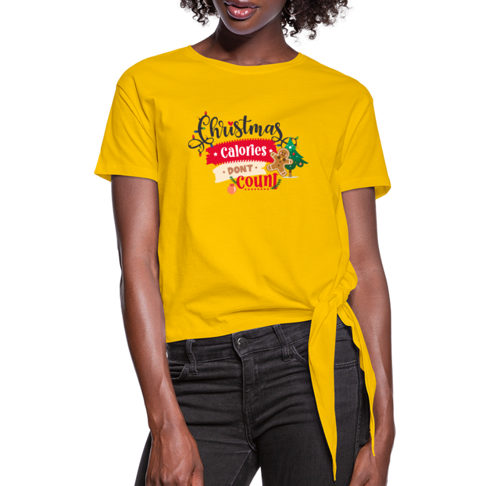 Christmas Calories - Women's Knotted T-Shirt - sun yellow