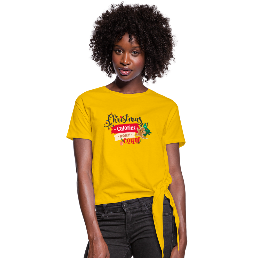 Christmas Calories - Women's Knotted T-Shirt - sun yellow