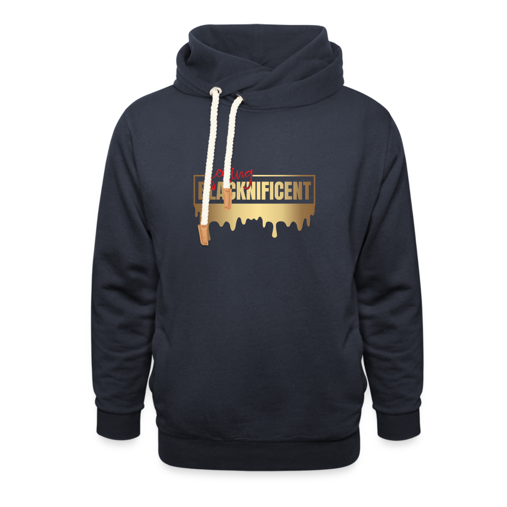 Feeling Blacknificent - Shawl Collar Hoodie - navy