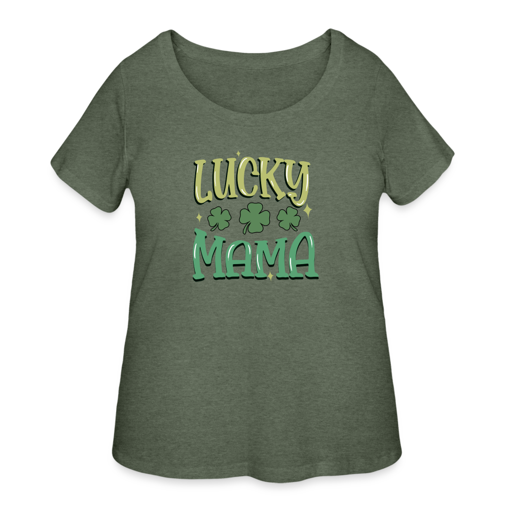 Lucky Mama - Women’s Curvy T-Shirt - heather military green