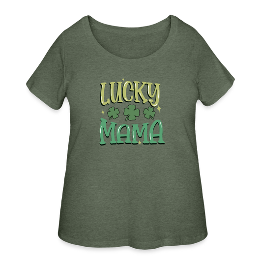 Lucky Mama - Women’s Curvy T-Shirt - heather military green