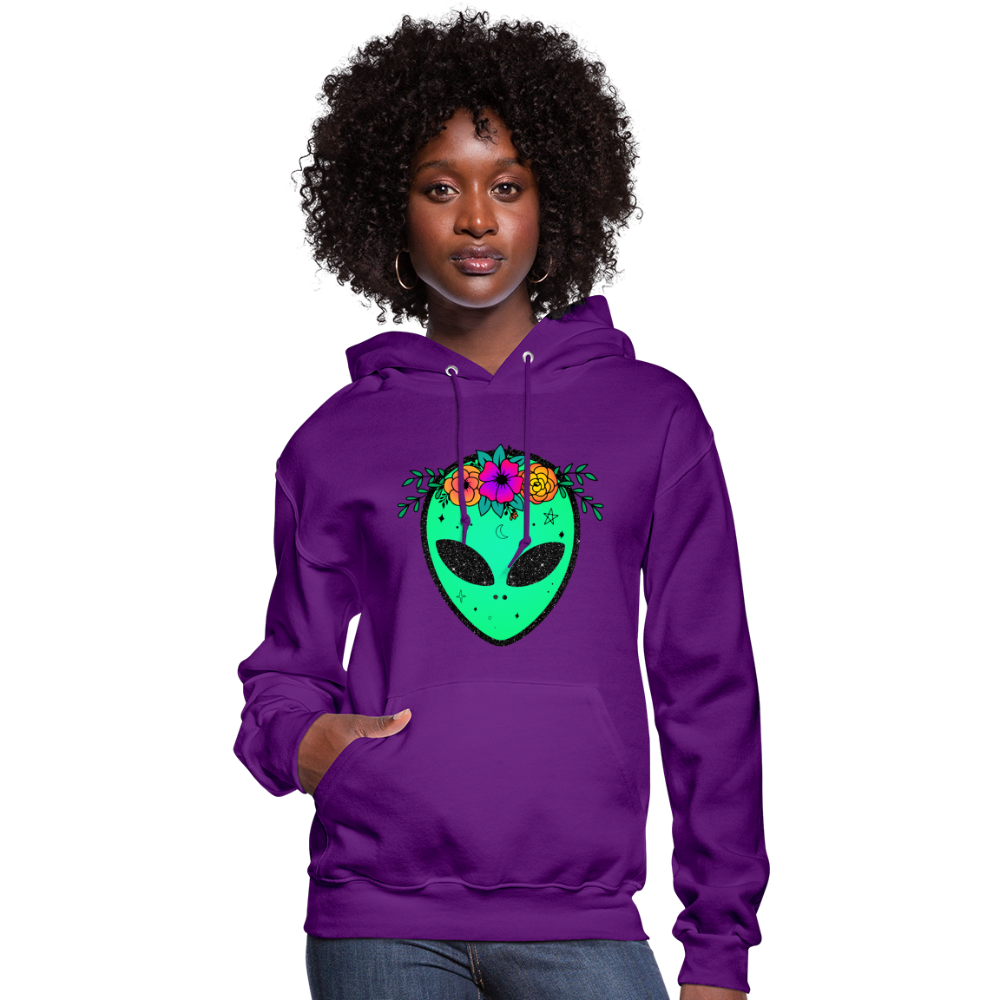 Floral Alien - Women's Hoodie - purple